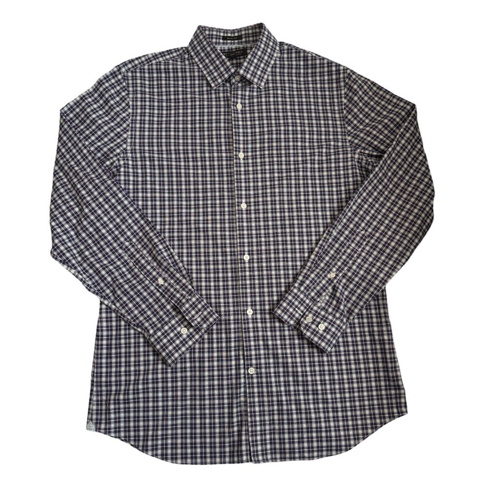 Banana Republic Navy gingham collared button down
